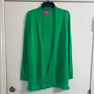 Lilly Pulitzer Green Open-Front Cardigan Sweater